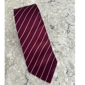 Luigi Borrelli Napoli Silk Neck Tie Made in Italy Maroon Purple Pink Stripes JP